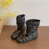 Primer Encuentro Temporada Dulce Estilo Fresco Hebilla de Hebilla de Cuero con Lazo Botas Frescas Sandalias de Fondo Plano No Cansan los Pies para Mujer Verano 2026 Nuevas para Combinar con Faldas