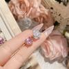 Colección de anillos de piedras preciosas rosa camelia nueva súper hada princesa, anillo abierto con diseño de estrella brillante de diamante flash chapado en oro
