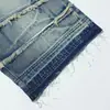 Jeans de perna larga curva com efeito amassado de raio tendência de rua calças de pai com bigodes bordas desfiadas calças compridas de perna larga curvas com efeito desgastado