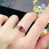 Anillo de Rubí Recién Quemado, Cristalino, con un Brillo Deslumbrante, Piedra Principal 7*9mm