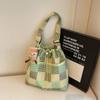 Bolso bandolera a cuadros de gran capacidad para mujer 2025 Nueva moda Elegante Fresco Viajero Estudiante Clase Hombro Tote