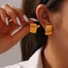 Nuevos pendientes de verano de acero y titanio, pendientes cuadrados irregulares, pendientes de moda a rayas metálicas europeas y americanas.