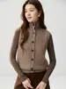 Artefacto para capas~Chaleco de cachemir de cuello alto abotonado de otoño e invierno para mujer, camisola de punto grueso sin mangas como capa base
