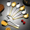 Cuchara de Servir de Acero Inoxidable 1010, Cuchara para Buffet de Restaurante Occidental Hotel Cafetería, Cuchara para Dividir Alimentos, Cuchara Coladora, Color Dorado