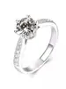 Celebridade da internet transmissão ao vivo anel de moissanita seis garras feminino 1 quilate ovo de pombo anel de diamante grande proposta de casamento transmissão ao vivo online