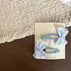 Novo prendedor de cabelo infantil azul com laço de renda em formato de coração, elástico de cabelo, grampo de cabelo, presilha lateral, elástico