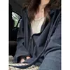 Sudadera con capucha estilo perezoso azul oscuro para mujer, nueva llegada para otoño e invierno