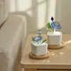 Adornos de Vidrio de Zibo, Macetas de Amapola Artificiales, Flores Conservadas, Ramos de Regalo, Decoraciones de Lujo para el Interior del Coche