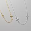 Collar Cruz Mini Plisado Plata Esterlina S925 Amor Dulce Pequeño Fresco Cóncavo Convexo Cadena Clavícula D8735