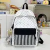 Mochila Patchwork de Puntos de Estrella Blancos Cremosos de Ensueño, Mochila de Estilo Fresco para Compras de Verano y Visitas a Tiendas de Hada Suave
