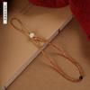 Corrente Criativa para Celular de Bambu com Caroço de Azeitona Antigo Cordão Destacável Pulseira Curta Feminina Joia Artística Simples para Pendurar no Pescoço