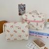 Bolsa de cosméticos de urso rosa transfronteiriça, bolsa de cosméticos portátil de grande capacidade para mulheres, bolsa de lavagem portátil, bolsa de armazenamento de cosméticos para cuidados com a pele