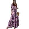 Vestido largo elegante con cuello en V y estampado de Amazon TEMU para mujer, estilo europeo y americano, para vacaciones, verano 2023