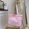 Bolso de Mano Nuevo Estilo Gran Capacidad Hombro Único Lazo Correa de Cinta Transparente Bolso para el Dolor Viajes Diarios Japoneses Bolso Tote