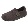Zapatos Birkenstock grises de alta gama con suela gruesa para mujer 2025 Nuevos zapatos de invierno versátiles de algodón y lana con realce interior Zapatos Birkenstock