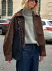Chaquetas y Tops Sueltos Retro Trendy Europeos y Americanos para Mujer 2026 Invierno Nuevo Abrigo de Gamuza Marrón Moda Ropa para Mujer