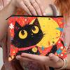 2025 Bolsa de Maquiagem Dobrável com Zíper Carteira Necessaire Portátil Simples com Estampa de Gato Desenho Transfronteiriço