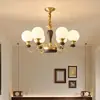 [Transfronteiriço] Novo Lustre Cor de Noz Estilo Chinês para Quarto Principal Sala de Estar Luminárias Lâmpada de Sala de Jantar Estilo Antigo Francês Todo em Cobre
