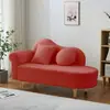 Sofá-cama chaise lounge pequeno de couro de cordeiro cor creme para apartamento sofá mini para quarto de casa cadeira de sofá madeira