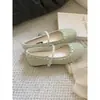 Versión de piel de oveja ~ Aumento interno de altura de 4 cm zapatillas de ballet para mujer, combinadas con faldas, zapatos Mary Jane de hada color verde terciopelo estilo francés