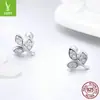 Brincos de pressão de moda europeia e americana transfronteiriços, folhas, escuta, joias de prata 925, brincos por atacado SCE431