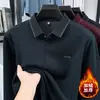 Camisa Polo Masculina de Inverno com Manga Longa, Gola Lapela, Sem Costura, Forrada com Fleece, Top Masculino de Alta Qualidade, Camiseta Térmica Ultra Macia de Veludo