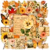 50 Hojas Venta Caliente Transfronteriza Retro Planta Flor Seca Pegatinas PET Papel Viejo Sellos de Carta Mariposa Diario Collage