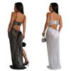 C6949 Transfronterizo AliExpress Amazon Estación Independiente Moda Europea y Americana Moda Femenina Perforación Caliente Transparente Vestido Largo
