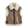 Ropa de mujer europea y americana al por mayor gamuza terciopelo piel una pieza chaleco costuras de forro polar acolchado lana de cordero clip de caballo