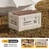 Caixa de Armazenamento para Camping ao Ar Livre com Abertura Lateral, Caixa Dobrável Extra Grande com Tampa de Madeira para Camping, Caixa de Armazenamento Organizadora para Porta-Malas de Carro
