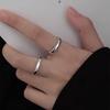 Anillo de Pareja de Puntos Bilaterales de Plata Esterlina s925 Diseño Nicho Anillo Liso para Hombre y Mujer ins Anillo Abierto Simple