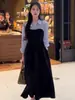 Camisa Falsa de Dos Piezas para Mujer Nueva Primavera 2024 Vestido Negro para Mujer Vestido Largo de Otoño e Invierno
