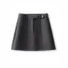 Falda de otoño nueva para mujer, color gris, adelgazante, de cintura alta, línea A, talla grande, versátil, minifalda asimétrica para mujeres petite