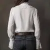 Camisa de Encaje Estilo Europeo y Americano para Mujer, Diseñada con Sentido de la Moda, Nuevo Modelo Primavera/Verano 2025, Blusa Delgada de Retazos, Top Elegante de Manga Larga