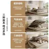 Cama Matrimonial Estilo Francés Color Crema Estilo Waffle para Dormitorio Principal de Apartamento Pequeño con Almacenamiento, Cama de Cuero Genuino, Cama con Almacenamiento Deslizante Neumático de Madera de Haya