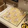Tapete absorvente e drenante para bancada de cozinha estilo americano floral, secagem rápida, antiderrapante, resistente ao calor, resistente à sujeira, tapete macio fácil de limpar para máquinas de café