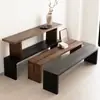 Banco de Entrada de Madera Maciza Estilo Wabi-Sabi Francés Banco para Cambiar Zapatos Banco al Pie de la Cama Banco Sofá Silla Retro para Recepción de Casa