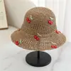 Sombrero de pescador tejido calado floral estilo coreano para niñas, adecuado para salidas de primavera y verano, sombrero tipo cubo que hace que la cara se vea más pequeña, versátil y adecuado para un look natural