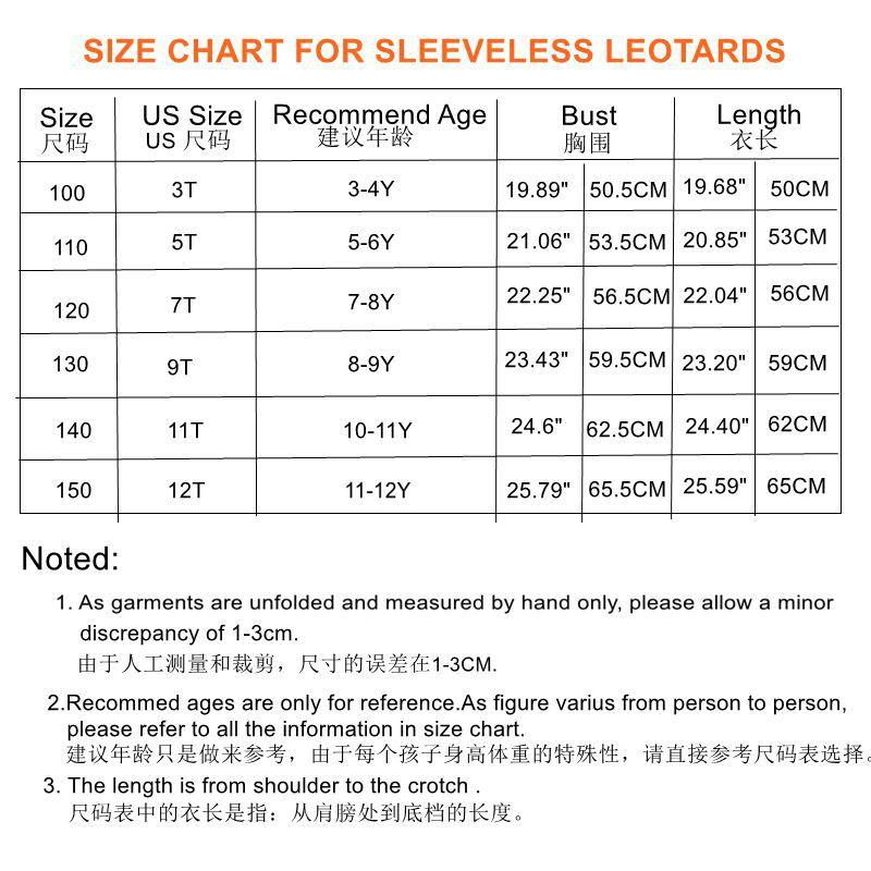 无袖体操服尺码表
