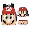 Mochila de Liberación Rápida Transfronteriza de Dibujos Animados de Mario para Estudiantes de Primaria y Secundaria Bolsa Escolar de Tres Piezas Mochila Bolso de Hombro Estuche para Lápices Venta al por Mayor