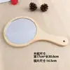 Espejo de Madera Portátil, Suministros para Tatuajes y Bordado, Espejo Redondo de Mano Estilo Europeo para Salón de Belleza, Espejo de Maquillaje, Espejo con Mango