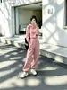 Conjunto de Sudadera Deportiva Casual Estilo Coreano 2026 para Mujer, Corte Holgado, Rejuvenecedor, Moderno Conjunto Rosa de Dos Piezas para Otoño e Invierno