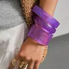 Pulseira Europeia e Americana Transfronteiriça de Resina Roxa Degradê, Pulseira Geométrica Personalizada de Alto Padrão, Joia Exagerada da Moda de Nicho para Mulheres