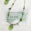 Paraíso de Manzana Verde ~ Collar de Cuentas de Manzana Pequeña Fresca Mori para Mujer, Pequeño, de Alto Valor de Color, Dulce, Lindo, Cadena para Clavícula