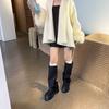 2025 Nuevo Abrigo de Lana Doble Cara con Mangas de Piel de Zorro Doble para Otoño e Invierno para Mujer Doble Cara de Cachemir Elegante de Alta Gama