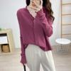 Estilo ocidental All-match Slim Knitted Top feminino cobrindo a barriga Outono e inverno Nova chegada Cardigan de manga comprida Top feminino na moda