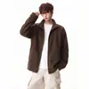 Outono/Inverno 2026 Novo Jaqueta de Lã Australiana com Textura para Homem Jaqueta com Gola Alta Marca Tendência Cardigan Hoodie Solto Fashionável Tendência