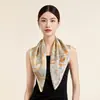 [Seda de Hangzhou] Bufanda 100% Seda de Morera, Estilo Retro Artístico, Bufanda Cuadrada Mediana de Seda Genuina para Mujer, Bufanda de Cuello para Primavera y Otoño