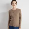Cárdigan de punto cuello redondo cuerpo entero trenzado color liso hebilla corte ajustado adelgazante otoño e invierno Nuevo todo cachemir Abrigo pequeño para mujer