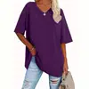 Camiseta Casual Cómoda de Manga Corta con Cuello Redondo Holgada de Talla Grande para Mujer, Estilo Nuevo de Exportación, Transfronteriza Europea y Americana de Amazon